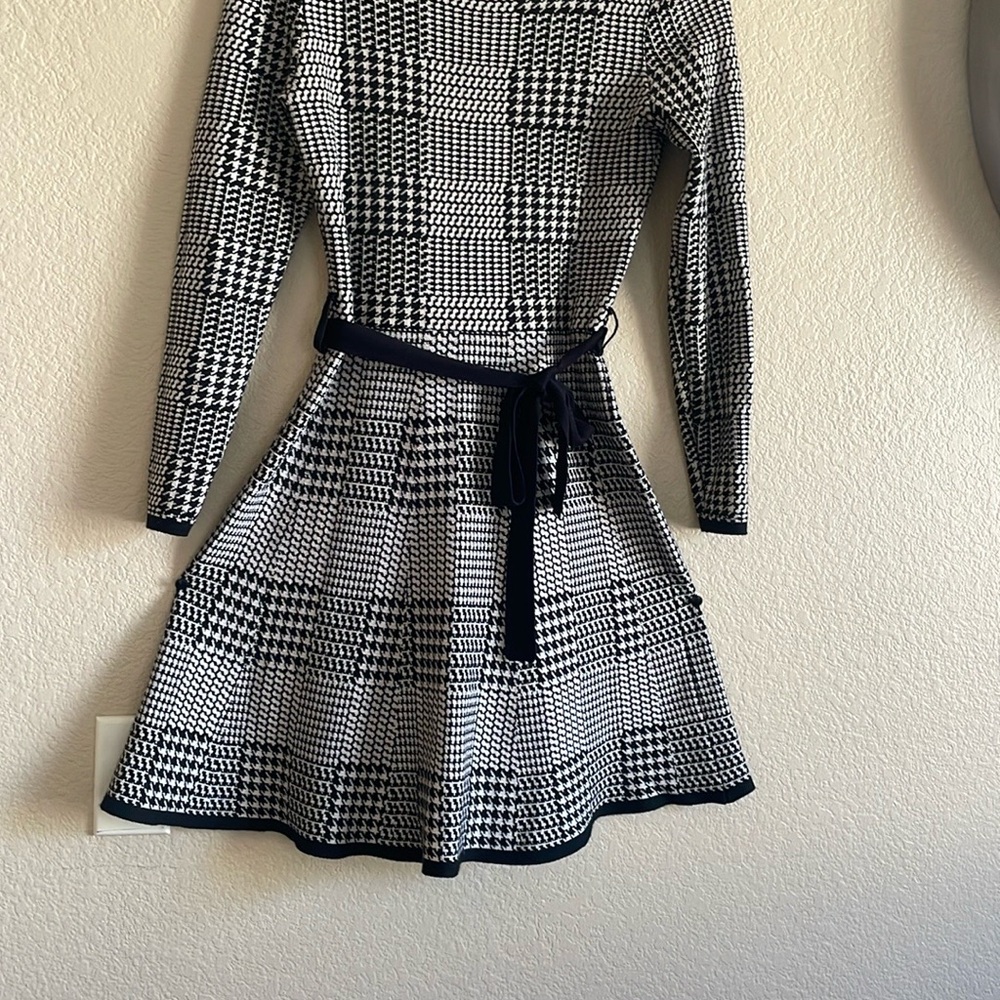 Max Studio Black and White Pleated Fit and Flare Dress